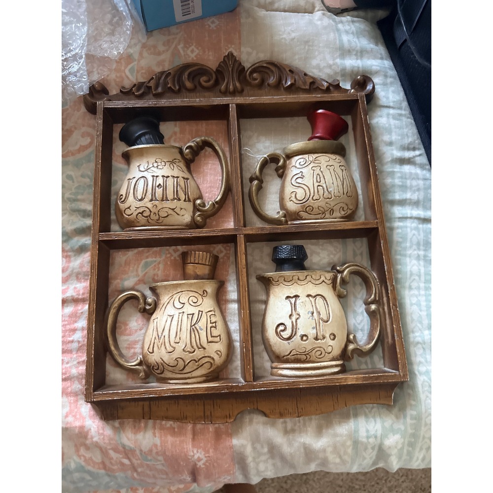 Vintage Sexton Cast Metal Shaving Mug Wall Plaque Barbershop Decor John Sam Mike